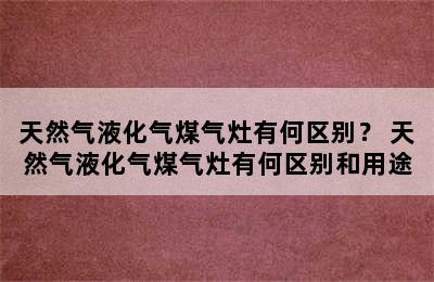 天然气液化气煤气灶有何区别？ 天然气液化气煤气灶有何区别和用途